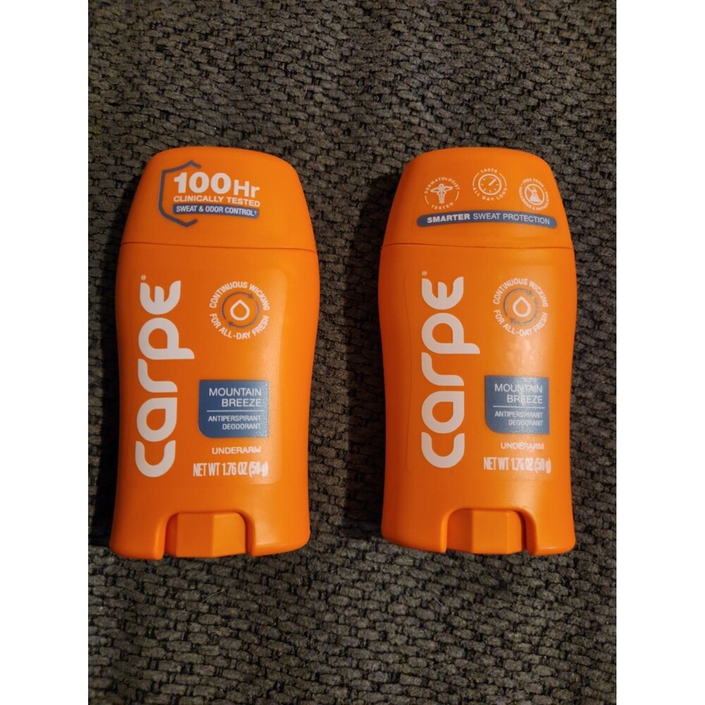 2-PACK CARPE Underarm Antiperspirant Deodorant MOUNTAIN BREEZE Stick 1.76oz Each